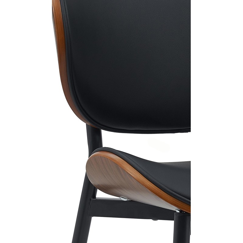 Silla de visita Enid en nogal/piel sintética negra