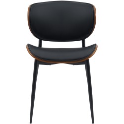 Silla de visita Enid en nogal/piel sintética negra