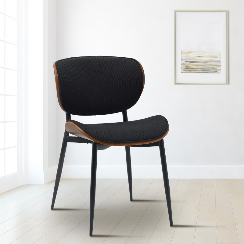 Silla de visita Enid en nogal/tela negra