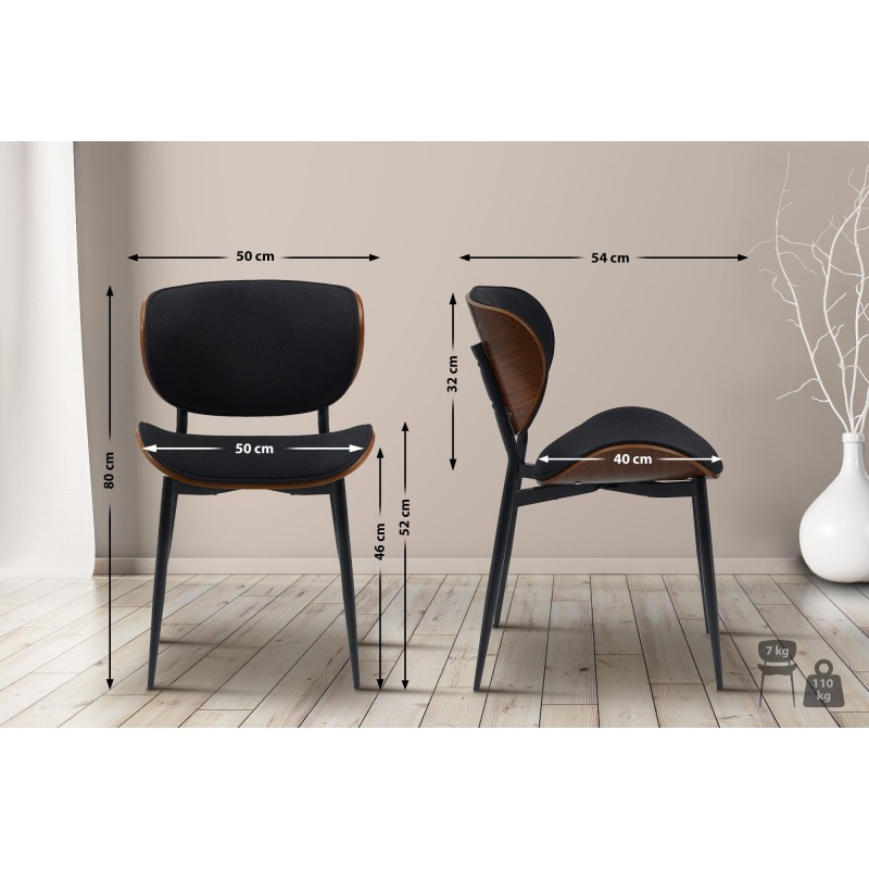 Silla de visita Enid en nogal/tela negra