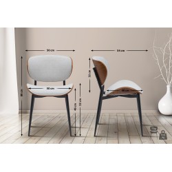 Silla de visita Enid en tela nogal/crema