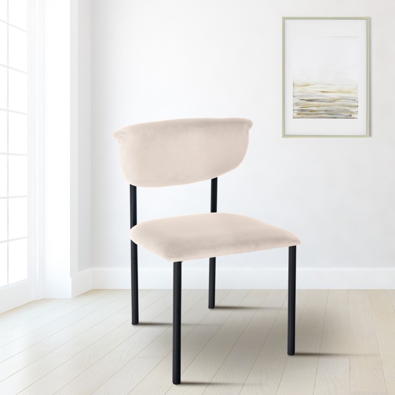 Silla de visita Gambell en terciopelo color crema