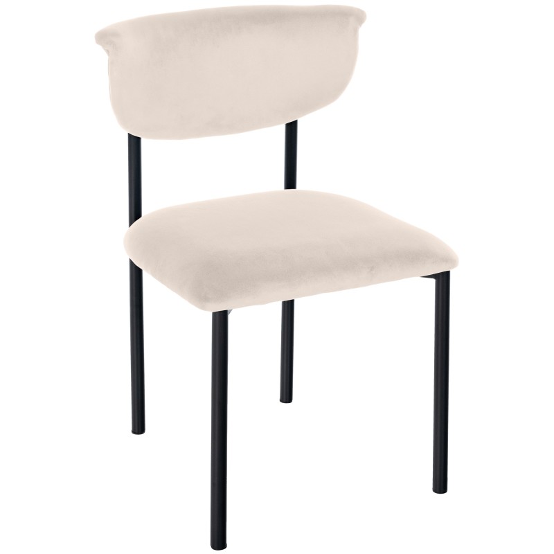 Silla de visita Gambell en terciopelo color crema