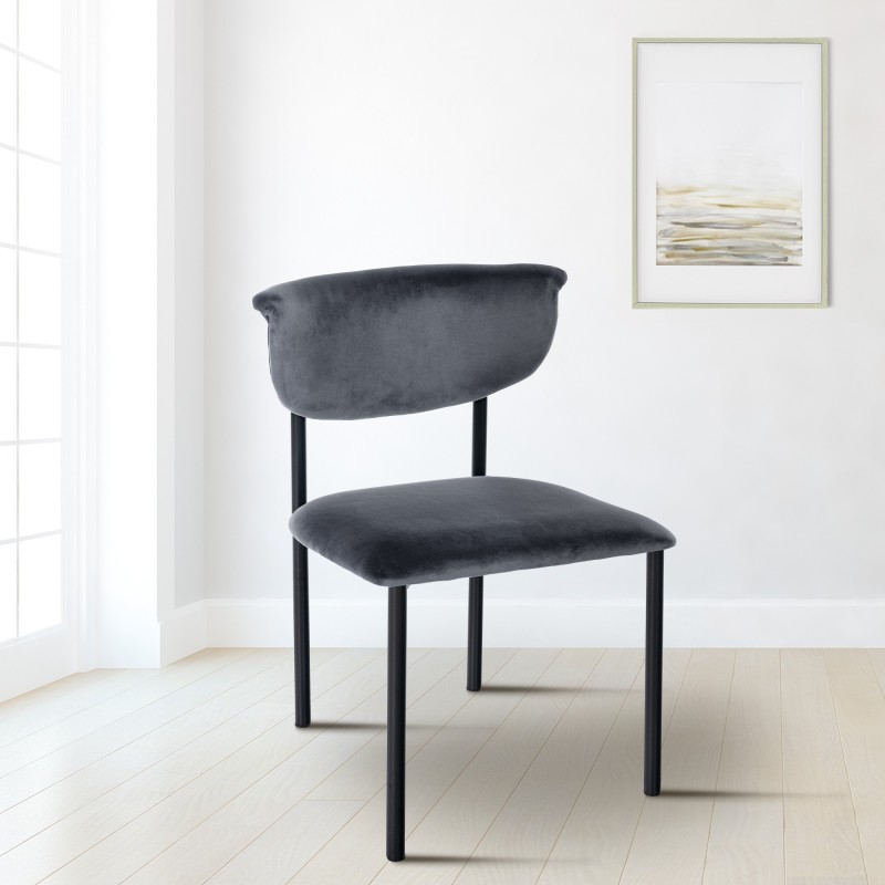 Silla de visita Gambell en terciopelo gris oscuro