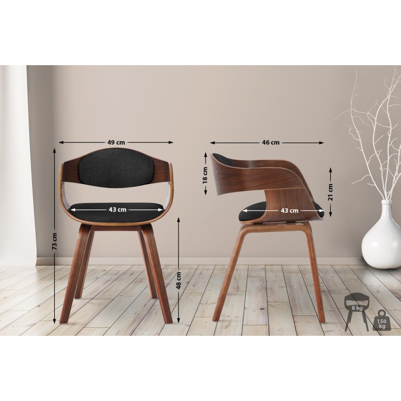 Silla de visita Kingston en tela nogal/gris oscuro