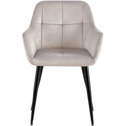 Silla de visita Emia en terciopelo gris claro