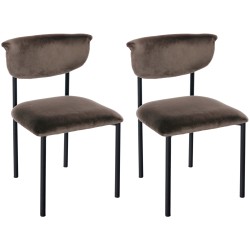 Juego de 2 sillas de visita Gambell en terciopelo marrón