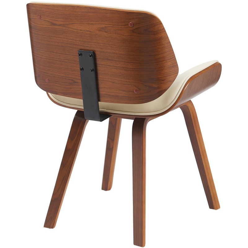 Silla de visitas Beverley, piel sintética, color nogal/crema