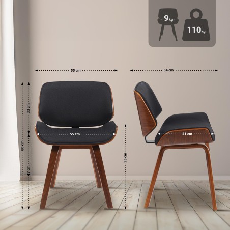 Silla de visita Beverley en nogal/tela negra