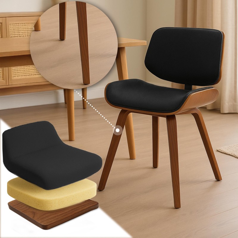 Silla de visita Beverley en nogal/tela negra