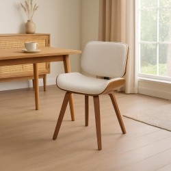 Silla de visita Beverley en tela nogal/crema