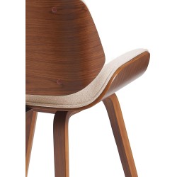 Silla de visita Beverley en tela nogal/crema