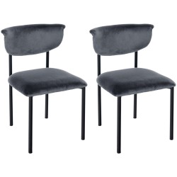 Juego de 2 sillas de visita Gambell en terciopelo gris oscuro