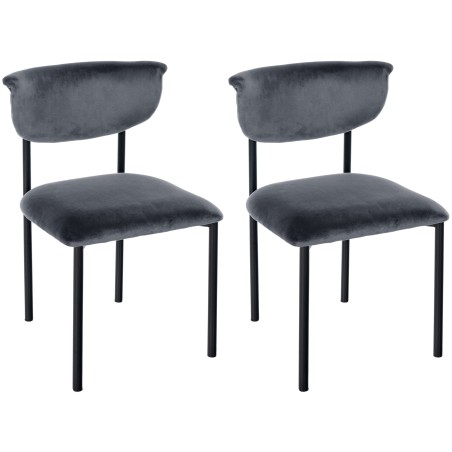 Juego de 2 sillas de visita Gambell en terciopelo gris oscuro