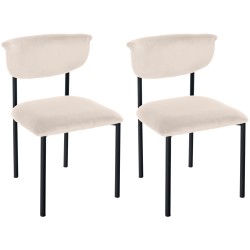 Juego de 2 sillas de visita Gambell en terciopelo color crema