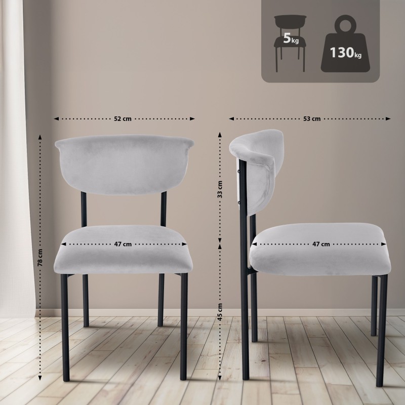 Juego de 2 sillas de visita Gambell en terciopelo gris