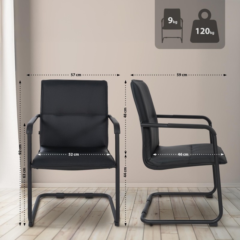 Juego de 2 sillas para visitantes Seattle, color negro/negro