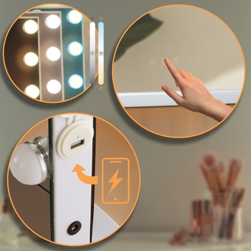 Espejo de maquillaje blanco Murrieta