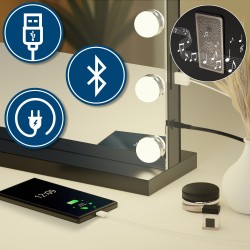Espejo de maquillaje Norlina con Bluetooth, negro
