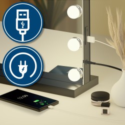 Espejo de maquillaje Norlina sin Bluetooth, negro