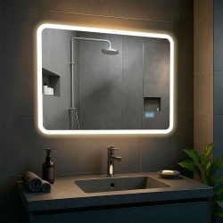 Espejo de baño Jericho de 60x80 cm con Bluetooth y cristal transparente