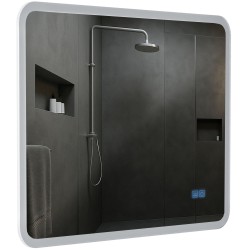 Espejo de baño Jericho de 60x80 cm con Bluetooth y cristal transparente