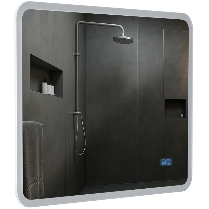 Espejo de baño Jericho de 60x80 cm con Bluetooth y cristal transparente