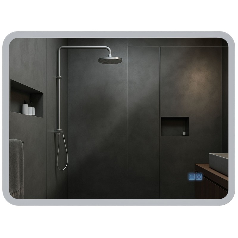 Espejo de baño Jericho de 60x80 cm con Bluetooth y cristal transparente
