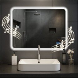 Espejo de baño Jericho de 60x80 cm con Bluetooth y cristal transparente
