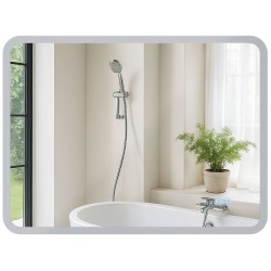 Espejo de baño Jericho de 60x80 cm sin Bluetooth, de cristal transparente.