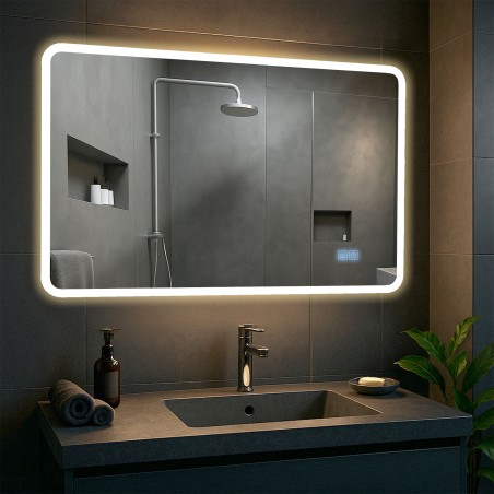 Espejo de baño Jericho de 70x100 con Bluetooth y cristal transparente