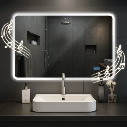 Espejo de baño Jericho de 70x100 con Bluetooth y cristal transparente
