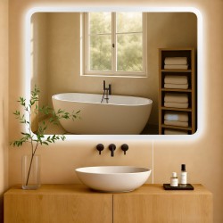 Espejo de baño Jericho 70x100 sin Bluetooth, cristal transparente
