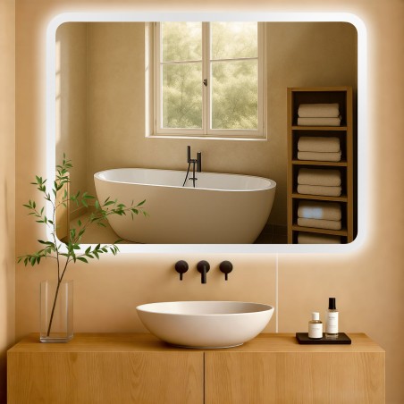 Espejo de baño Jericho 70x100 sin Bluetooth, cristal transparente