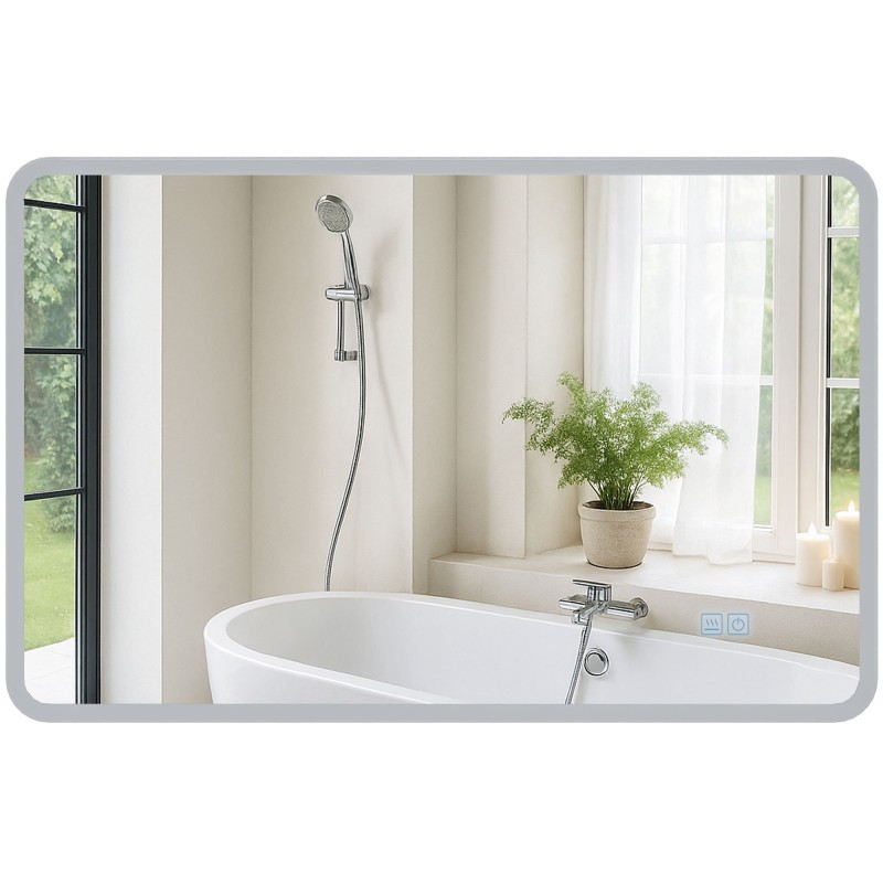 Espejo de baño Jericho 70x100 sin Bluetooth, cristal transparente