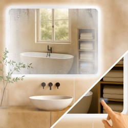 Espejo de baño Jericho 70x100 sin Bluetooth, cristal transparente