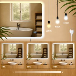 Espejo de baño Jericho 70x100 sin Bluetooth, cristal transparente