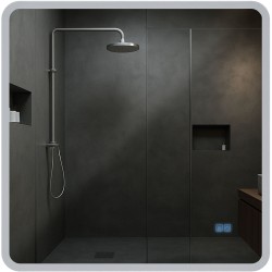 Espejo de baño Jericho de 80x80 con Bluetooth y cristal transparente