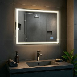 Espejo de baño Jaffrey de 60x80 cm con Bluetooth y cristal transparente