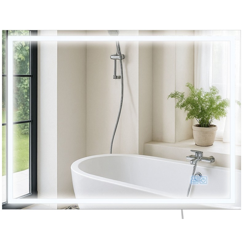 Espejo de baño Jaffrey de 60x80 cm con Bluetooth y cristal transparente