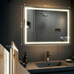 Espejo de baño Jaffrey de 60x80 cm con Bluetooth y cristal transparente