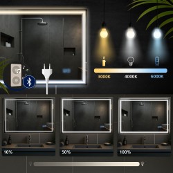 Espejo de baño Jaffrey de 60x80 cm con Bluetooth y cristal transparente