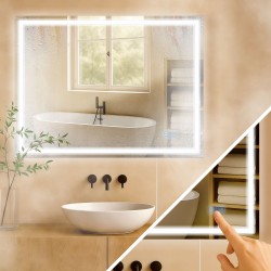 Espejo de baño Jaffrey de 60x80 cm sin Bluetooth, cristal transparente