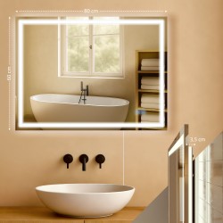 Espejo de baño Jaffrey de 60x80 cm sin Bluetooth, cristal transparente