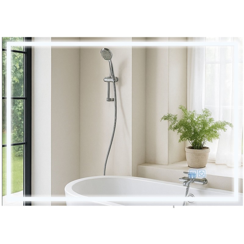 Espejo de baño Jaffrey de 70x100 con Bluetooth y cristal transparente