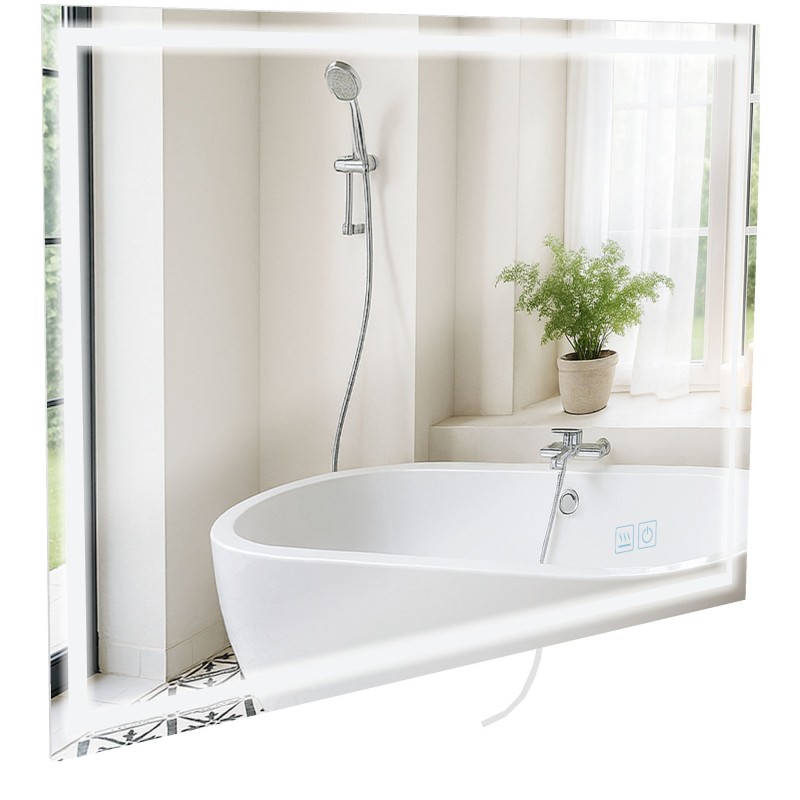 Espejo de baño Jaffrey de 70x100 con Bluetooth y cristal transparente