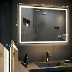 Espejo de baño Jaffrey de 70x100 con Bluetooth y cristal transparente