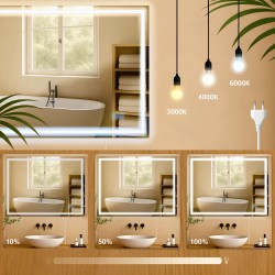 Espejo de baño Jaffrey de 70x100 sin Bluetooth, cristal transparente