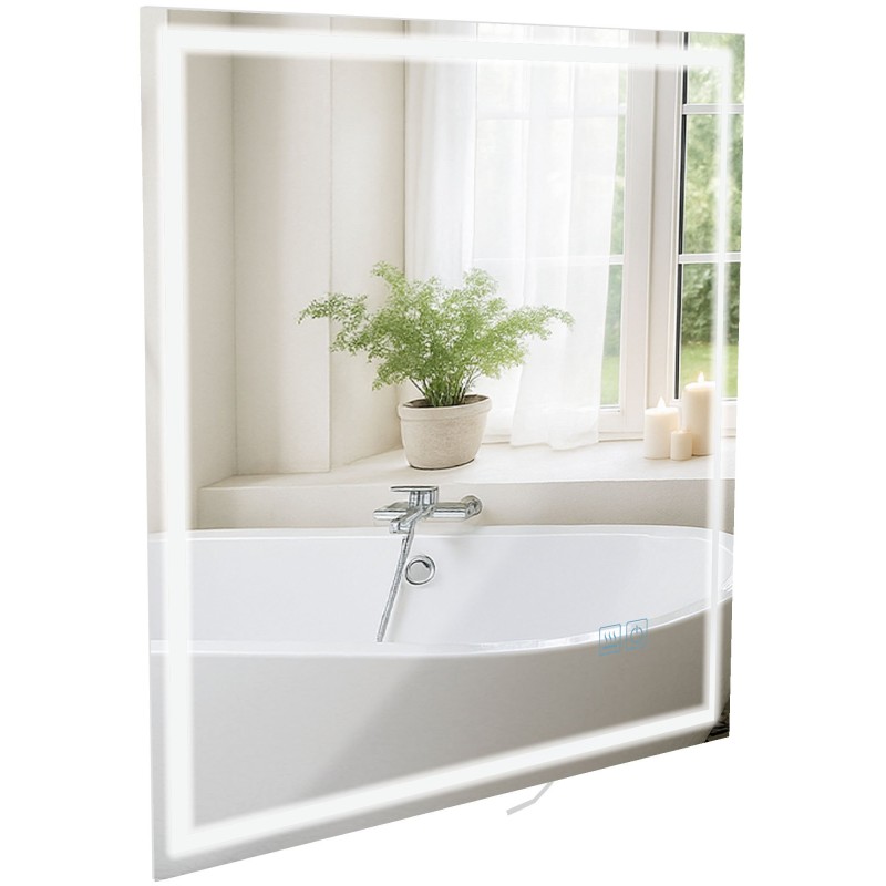 Espejo de baño Jaffrey de 80x80 cm con Bluetooth y cristal transparente