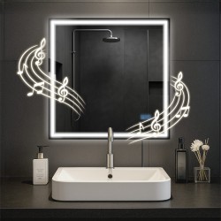 Espejo de baño Jaffrey de 80x80 cm con Bluetooth y cristal transparente
